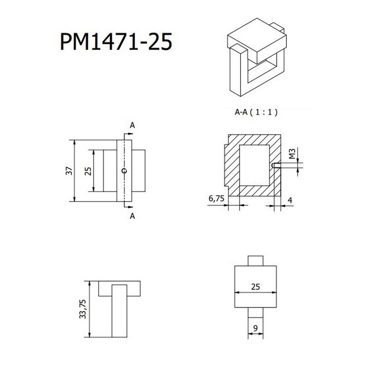 Möbelgriff PM1471-25 Bronze silberbesch. (BS/AS) (