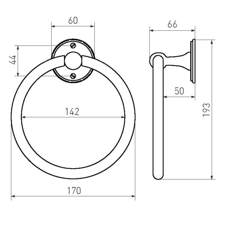 Handtuchhalter Ring runde Rosette Eisen roh (RM)