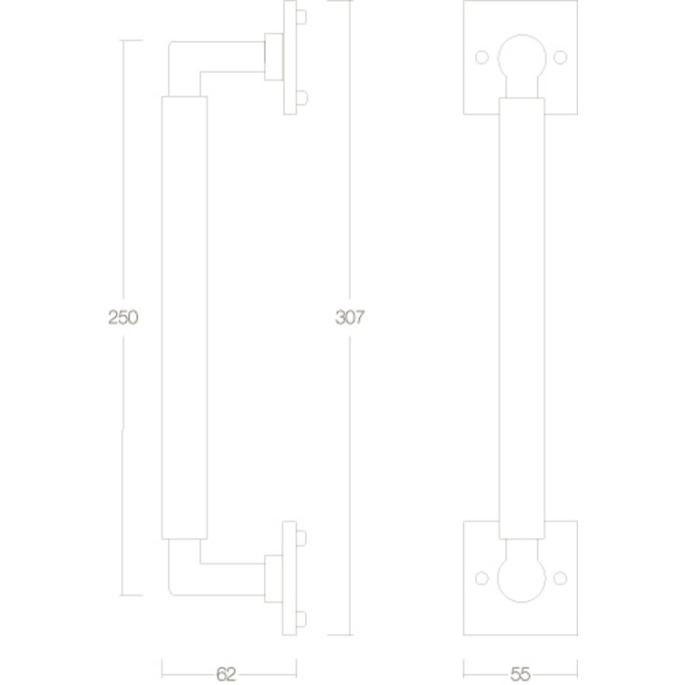 Bauhaus Türgriff 250 mm quadratische Rosette C 5