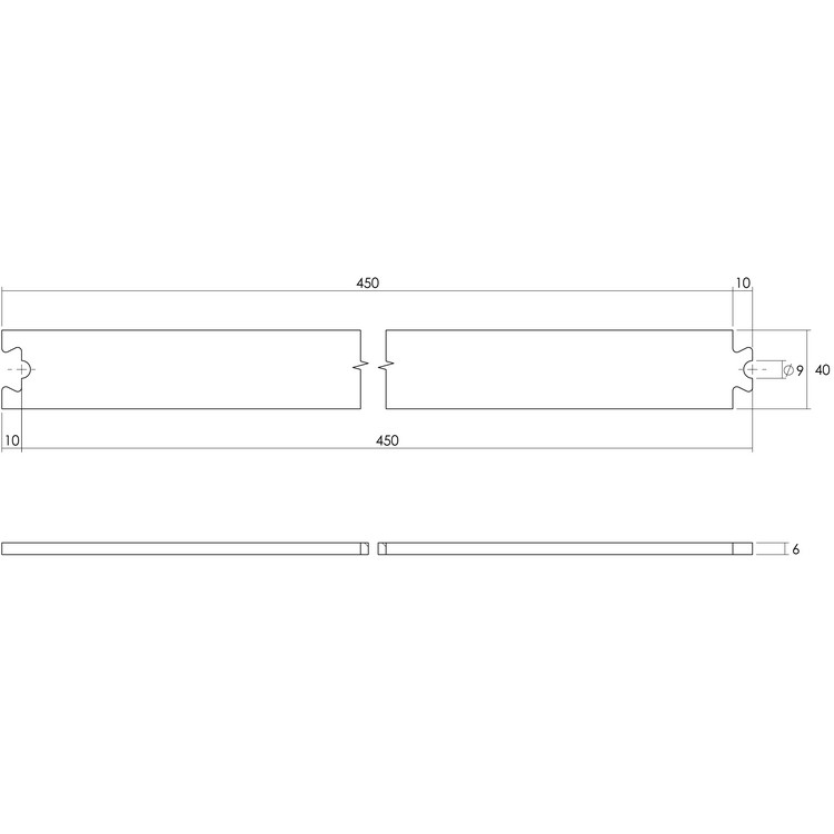 Schiebetürsystem - Zwischenschiene 45 cm Mattschwa