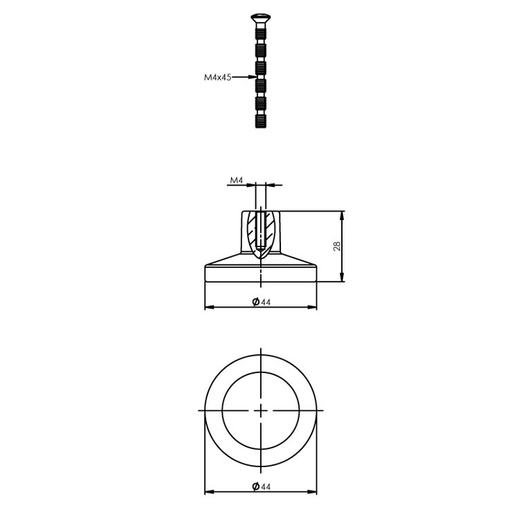 Möbelknopf ø 44 mm Mattschwarz