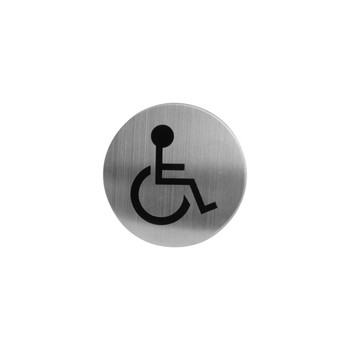 Hinweisschild Behindertentoilette Rund Edelstahl