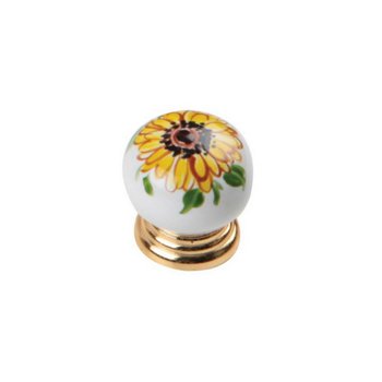 Möbelknopf floral Antik-Gold 38